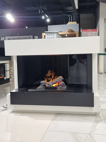 Биокамин Dimplex Cube очаг Cassette 400 LNH-INT (с дровами) белый с черным (выставочный образец)_3